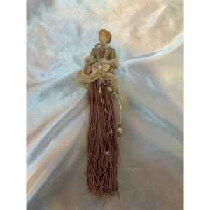 Vintage 2000s Composite Victorian Style Lady Tassel Ornament Doll Display